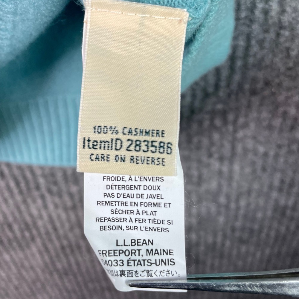 LL Bean Cashmere Sweater Women Large Blue Crew Neck Long Sleeve Pullover Travel - Picture 6 of 11